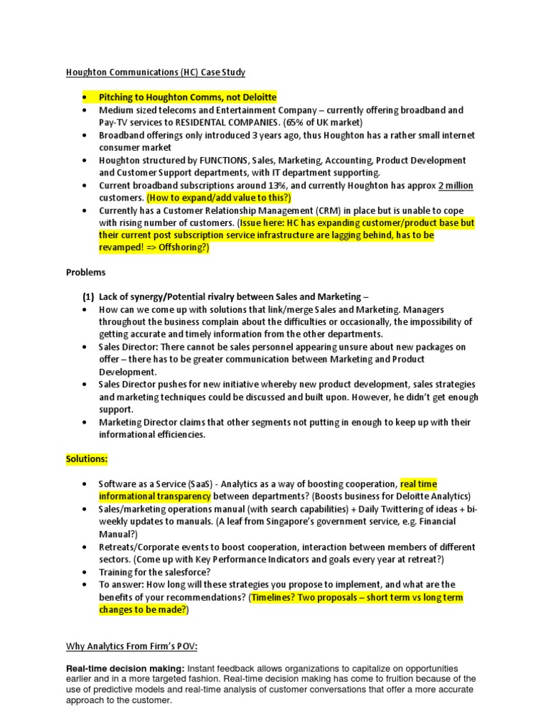 Deloitte Case Competition PDF Analytics Customer Relationship