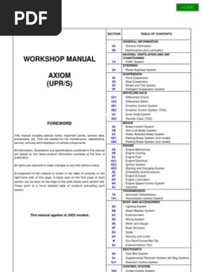 Isuzu Axiom 2002 Manual