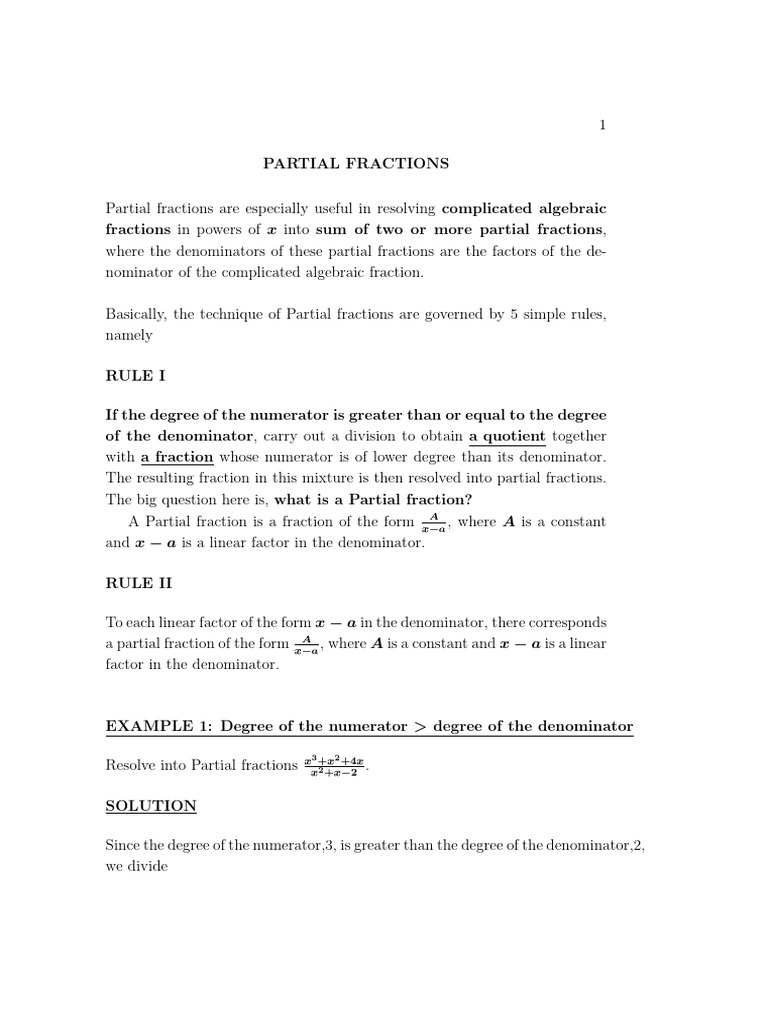 Partial Fractions Explained with Examples | PDF | Mathematical Analysis ...