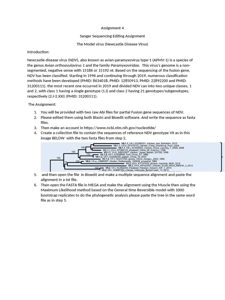 Sanger Sequencing Editing Assignment NDV | PDF