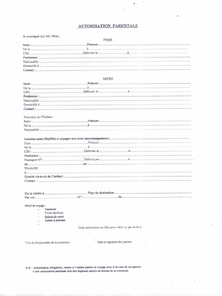 Autorisation Parentale | PDF