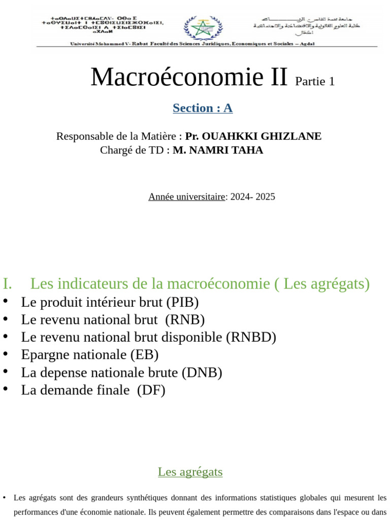Indicateurs clés de la macroéconomie | PDF | Produit intérieur brut ...