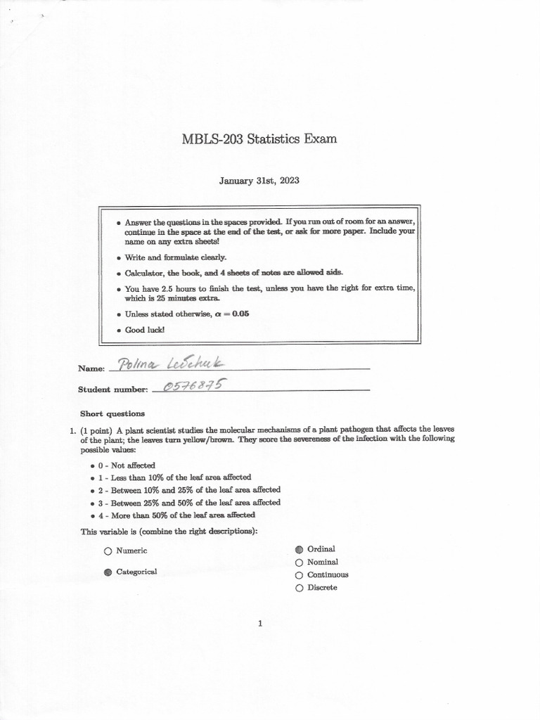 Mock Exam Statistics | PDF