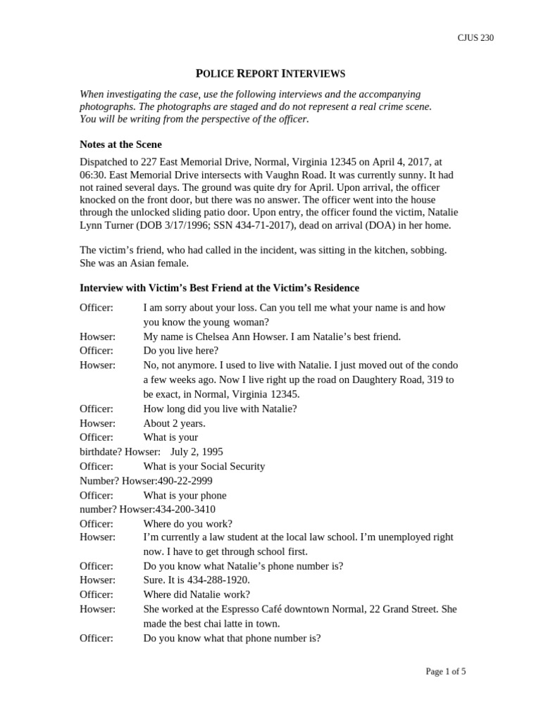 Police Report Interview Analysis | PDF