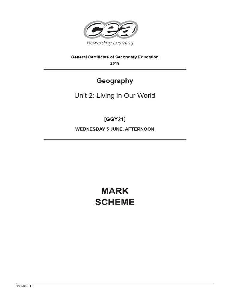 GCSE Geography Mark Scheme 2019 | PDF | Refugee | Immigration