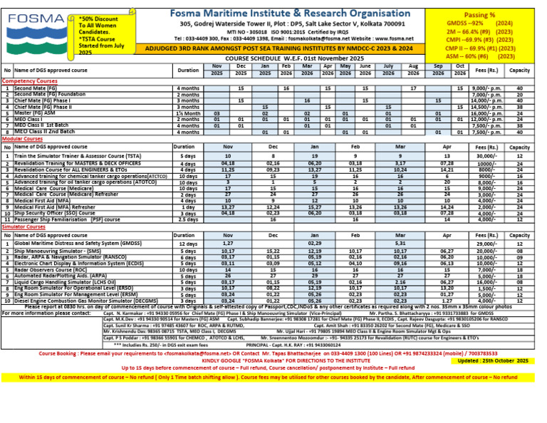 Maritime Training Course Schedule 2025 | PDF | Ships | Water Transport