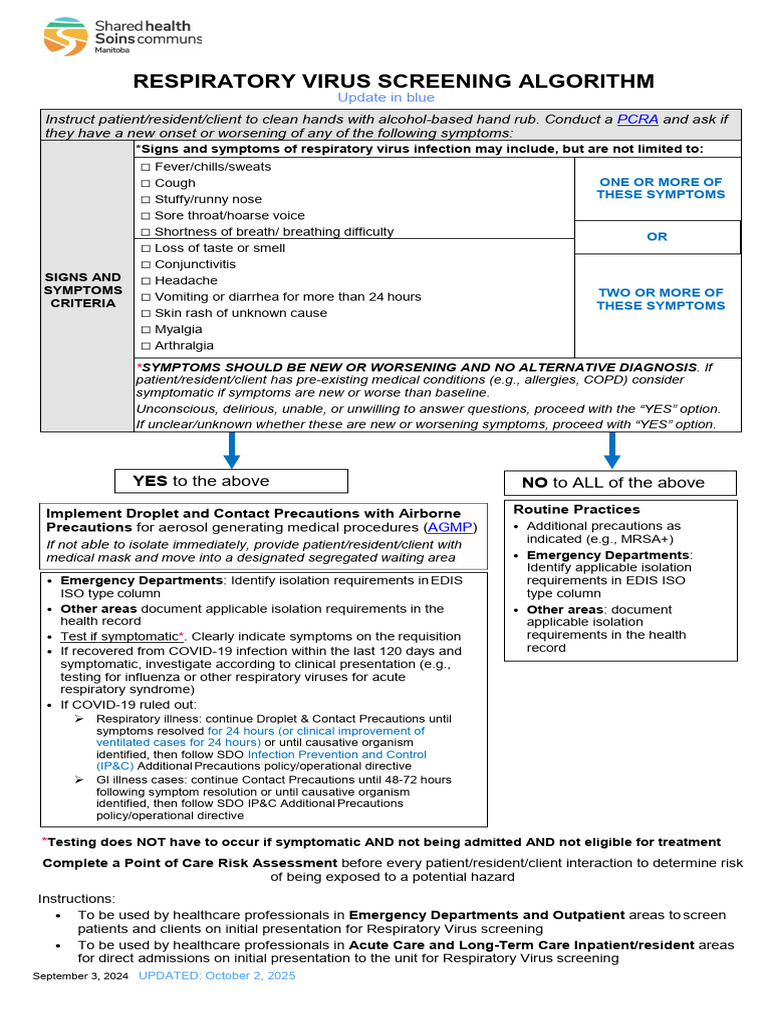 Respiratory Virus Screening Protocol | PDF | Medicine | Clinical Medicine
