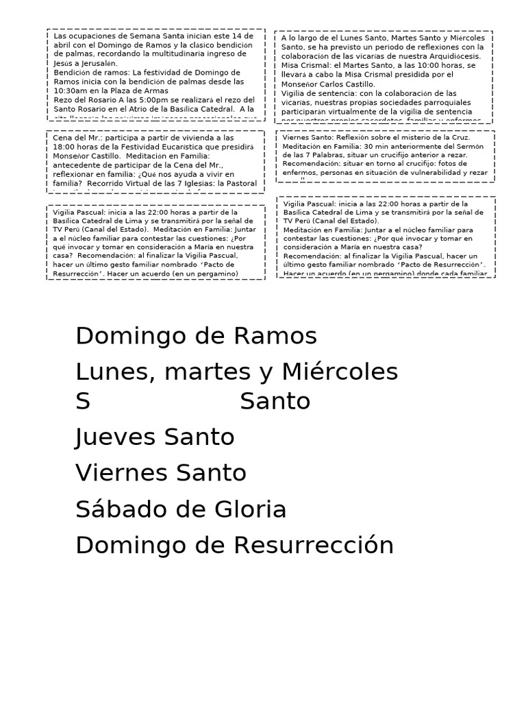 Tradiciones y actividades de Semana Santa | PDF | Adoración Cristiana Y ...