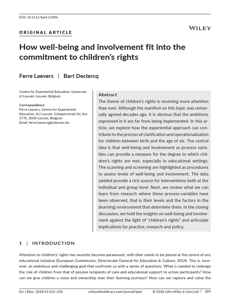 Children's Rights: Well-Being and Involvement | PDF | Experience | Learning