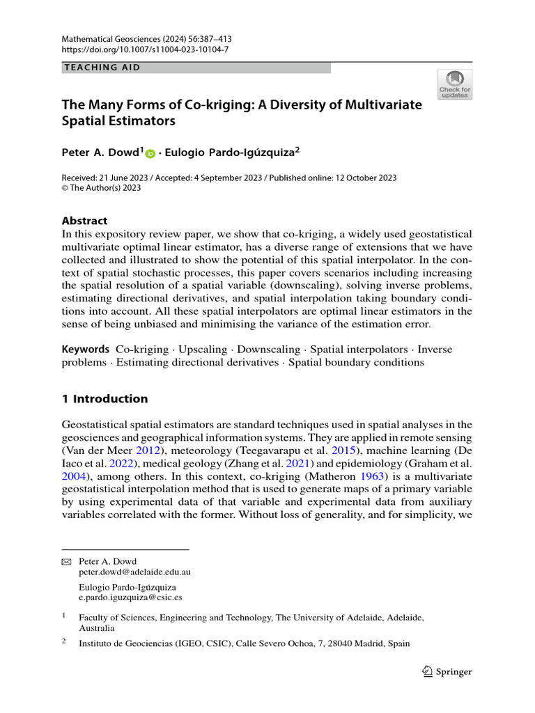 Co-Kriging: Multivariate Spatial Estimators | PDF | Covariance | Mean ...