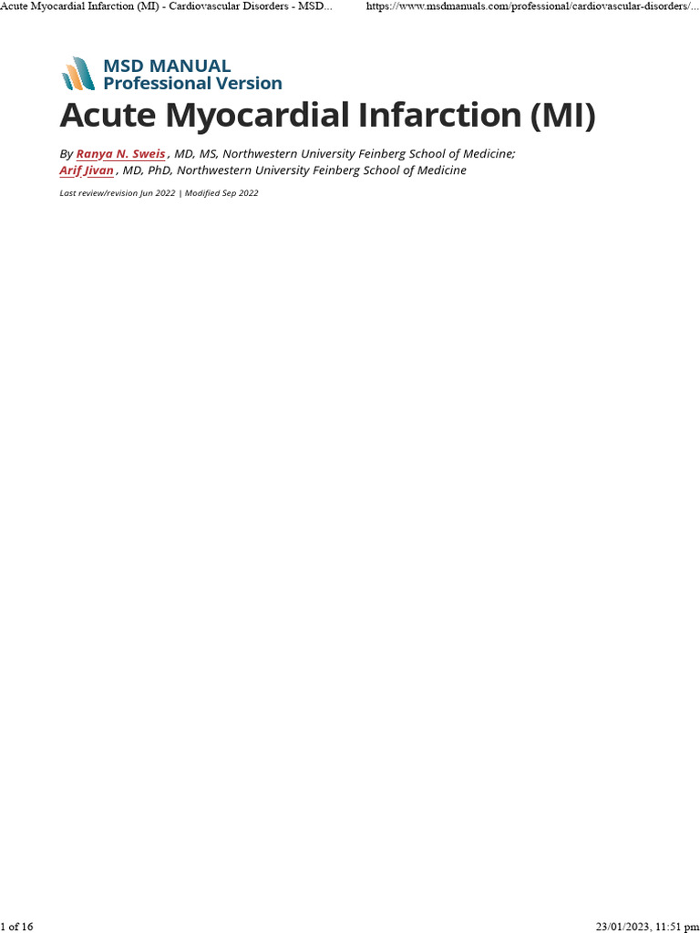 Acute Myocardial Infarction Overview | PDF | Myocardial Infarction ...