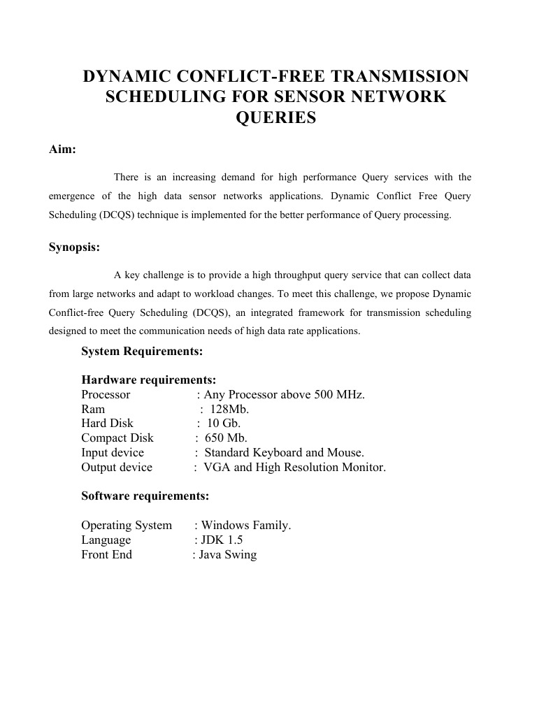 Dynamic Conflict Free Transmission Scheduling For Sensor Network ...