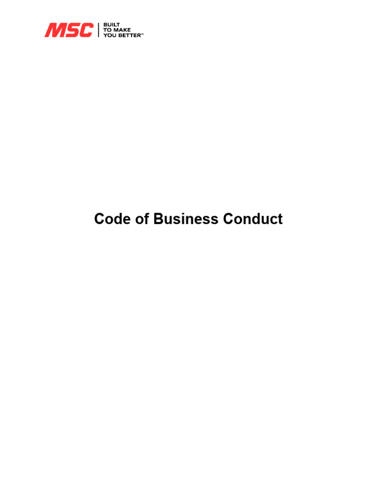 MSC Code of Business Conduct Overview | PDF | Occupational Safety And ...