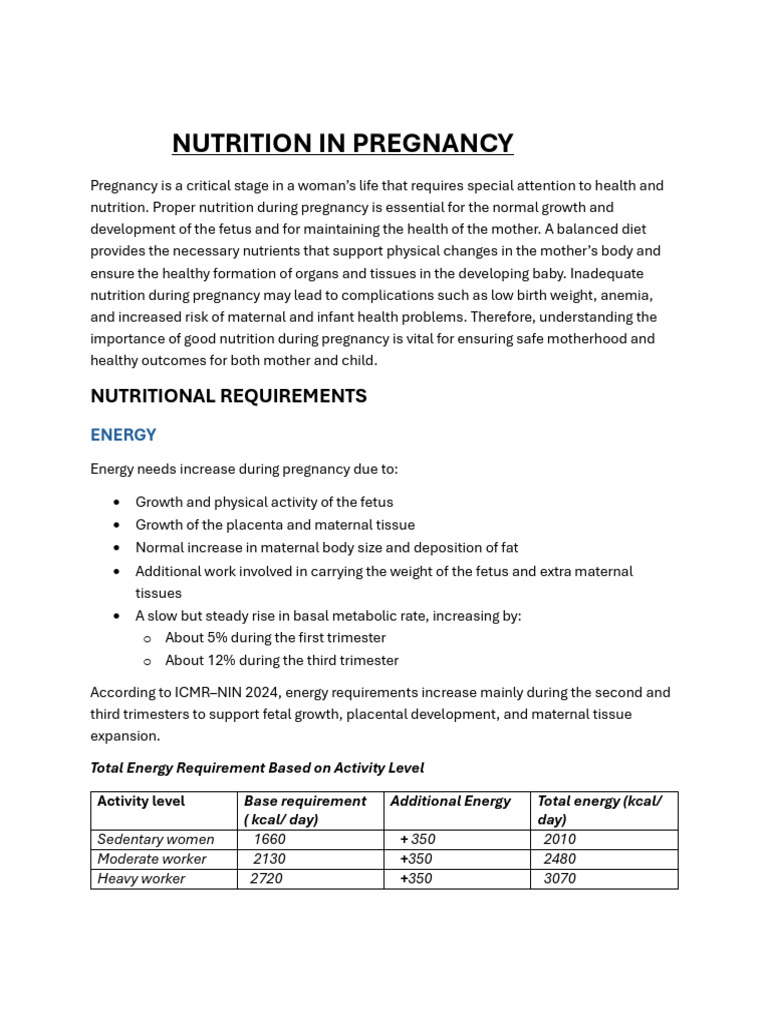 Nutrition in Pregnancy | PDF | Pregnancy | Fetus