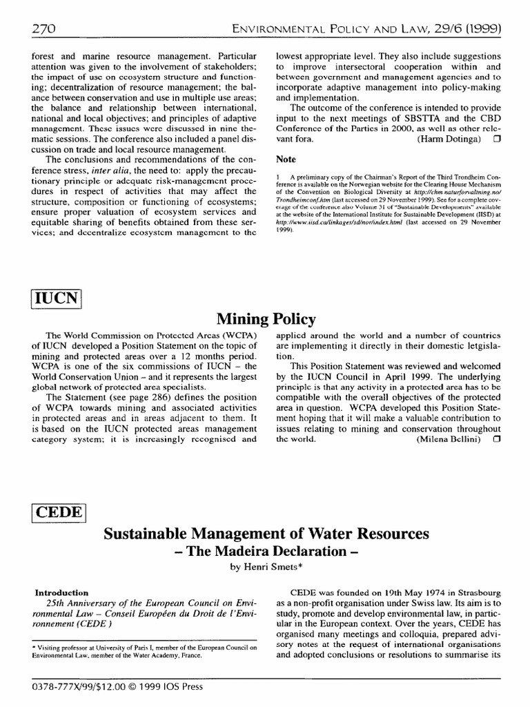 Sustainable Management of Water Resources | PDF
