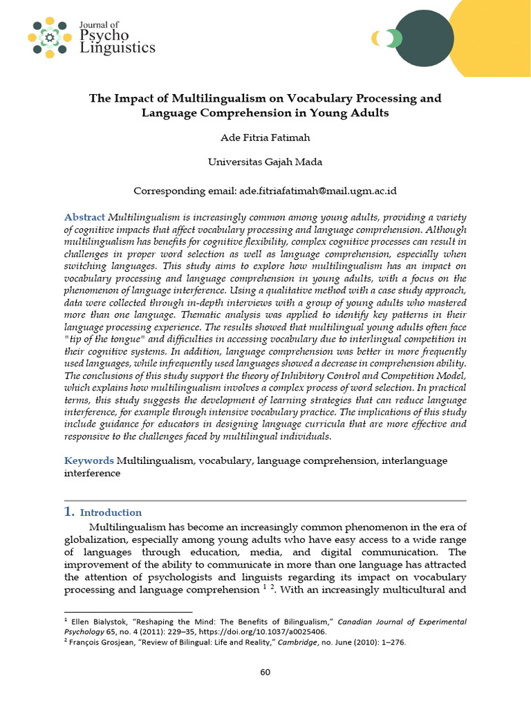 Multilingualism's Effects on Vocabulary Processing | PDF ...