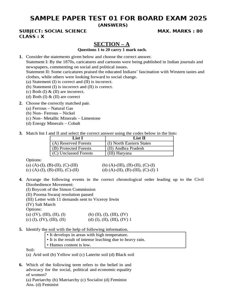 SAMPLE PAPER - 1 WITH ANSWERS | PDF | Political Parties | Loans