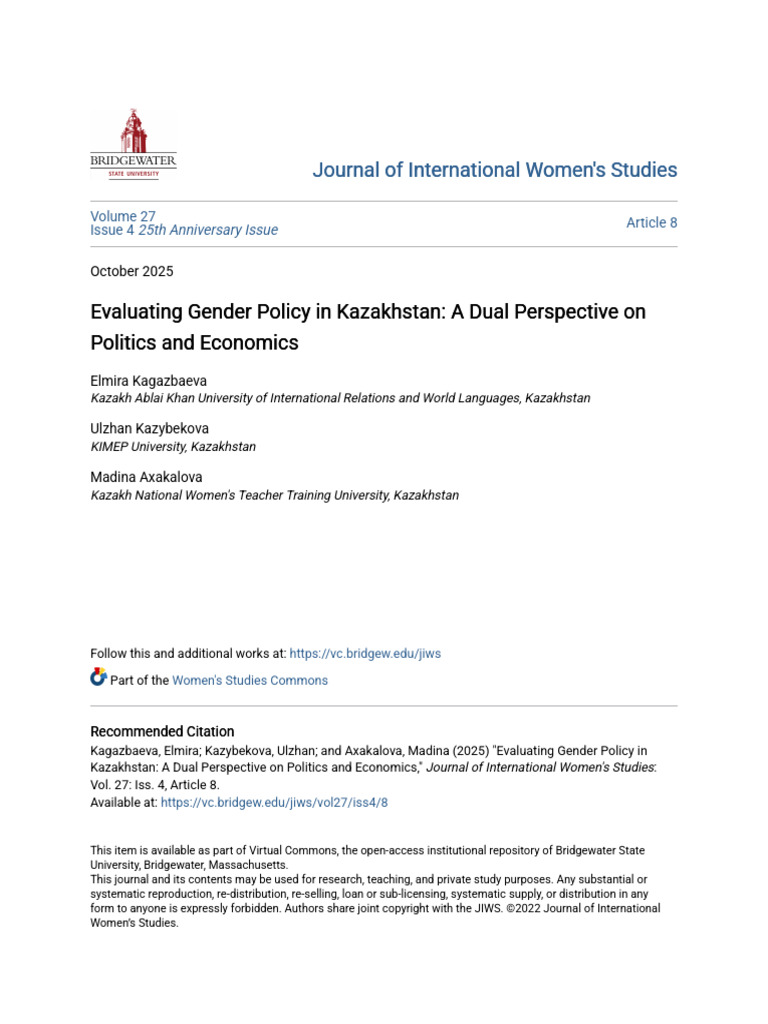 Gender Policy Evaluation in Kazakhstan | PDF | Methodology | Gender