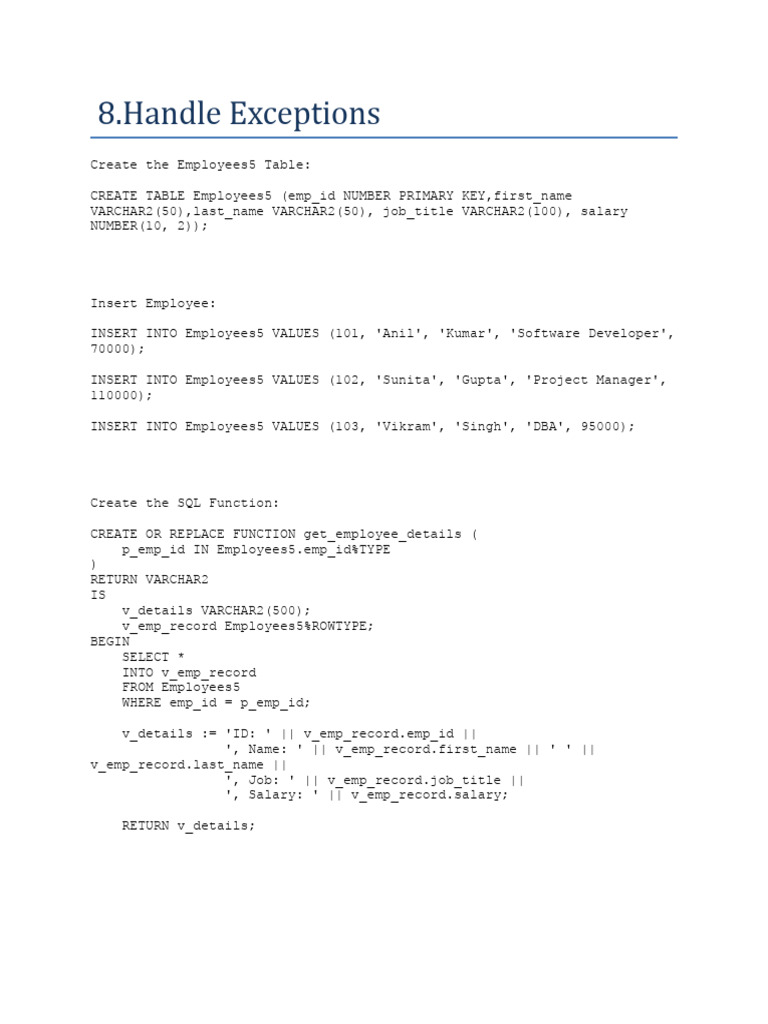 SQL Employee Table and Function Example | PDF