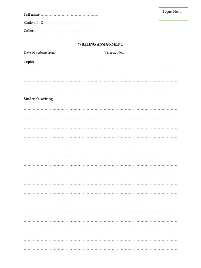 English Writing Portfolio - Assignment Form | PDF