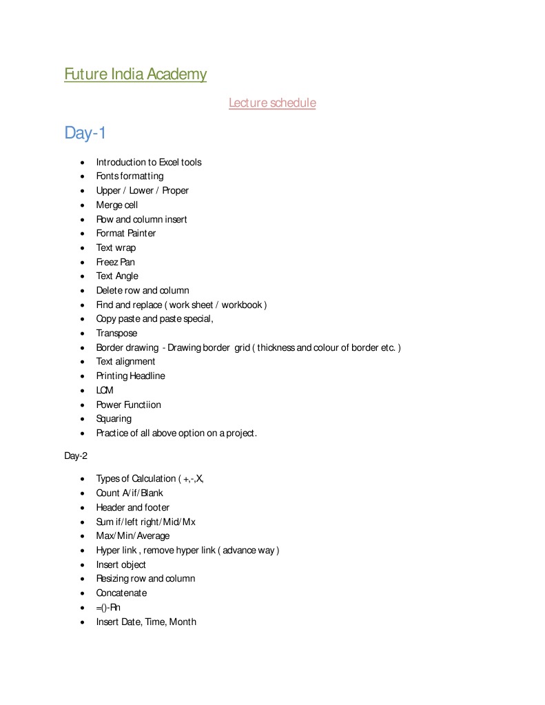 Excel Tools Training Schedule | PDF | Computers
