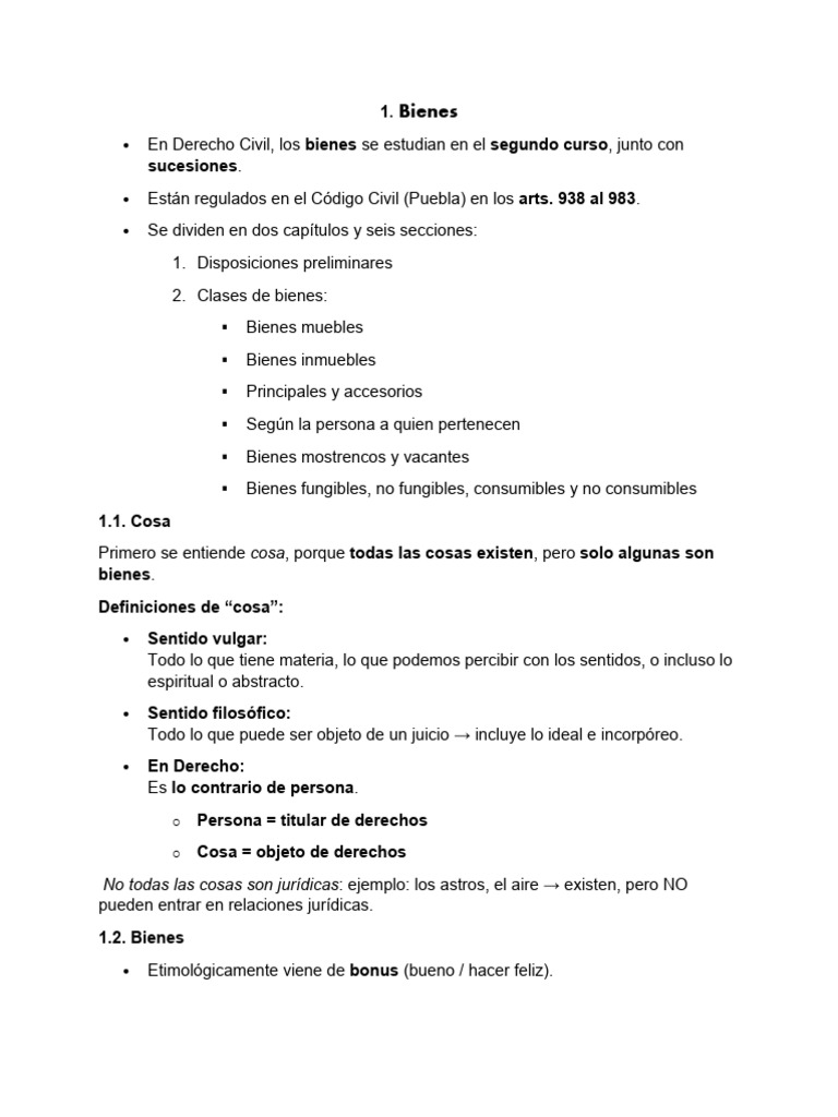 Clasificación de Bienes en Derecho Civil | PDF | Propiedad | Bienes (Ley)
