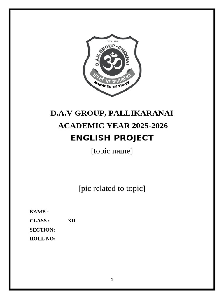 DAV Group English Project 2025-2026 | PDF