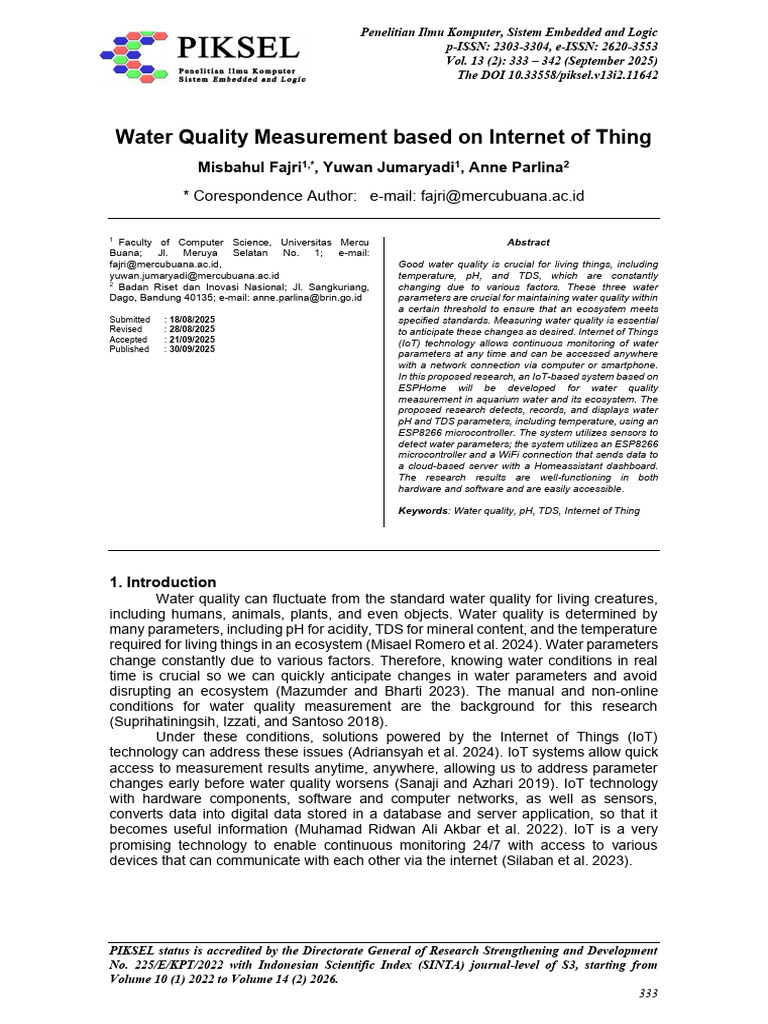 IoT Water Quality Measurement System | PDF | Internet Of Things | Sensor