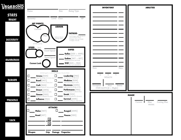 Elven Gunslinger Character Stats | PDF