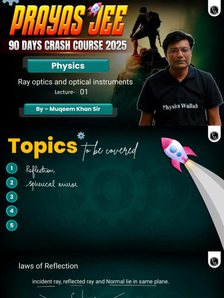 Ray Optics and Optical Instruments 01 Class Notes | PDF