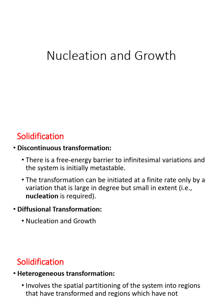 Nucleation and Growth in Solidification | PDF | Nucleation | Freezing