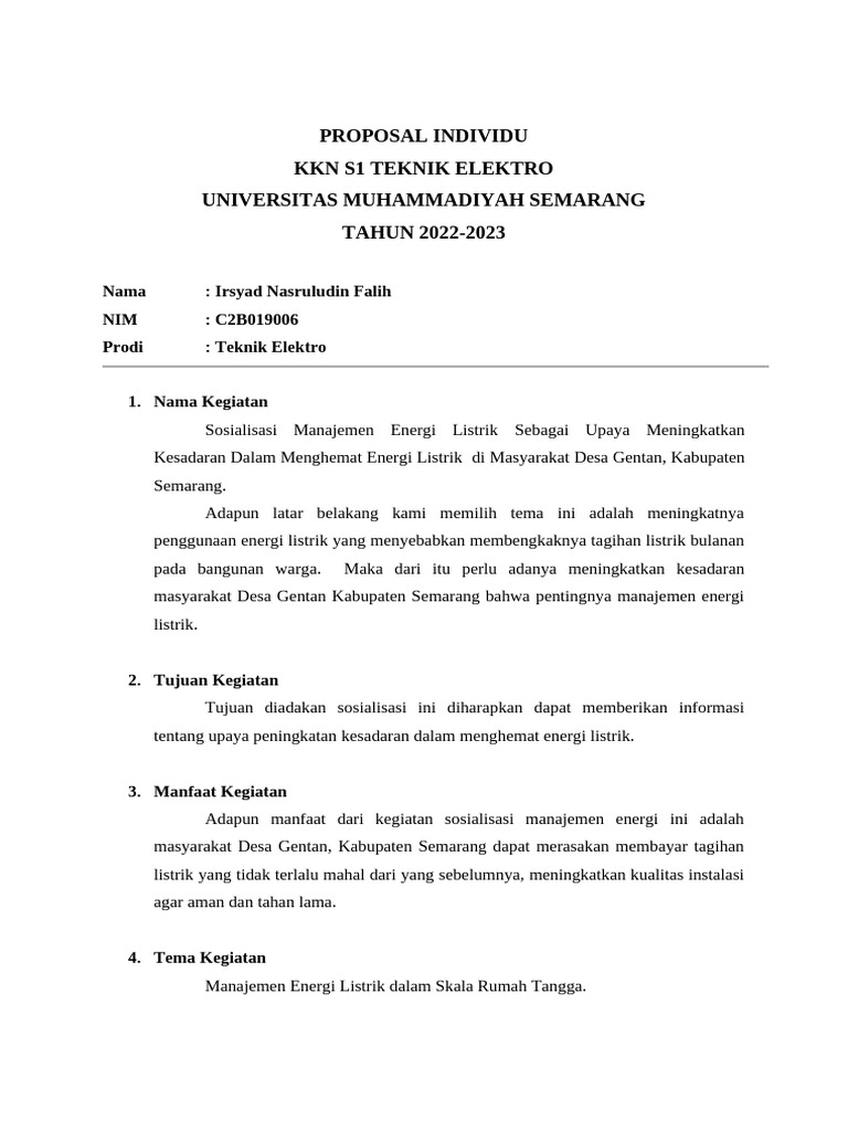 Proposal Individu Irsyad Nasruludin Falih | PDF