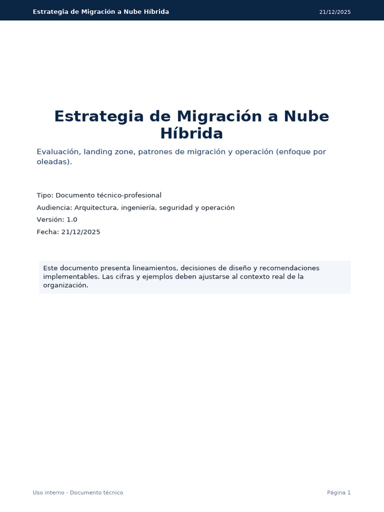 Estrategia de Migración A Nube Híbrida | PDF | Computación en la nube ...