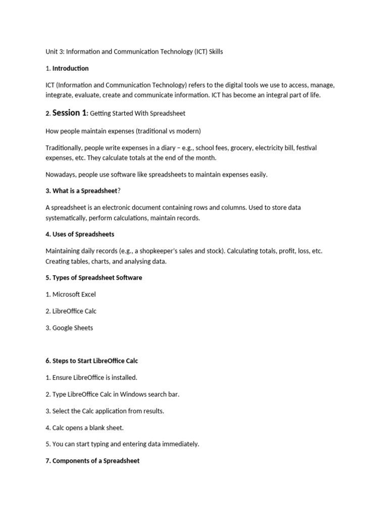 Essential ICT Skills: Spreadsheets Guide | PDF | Spreadsheet ...