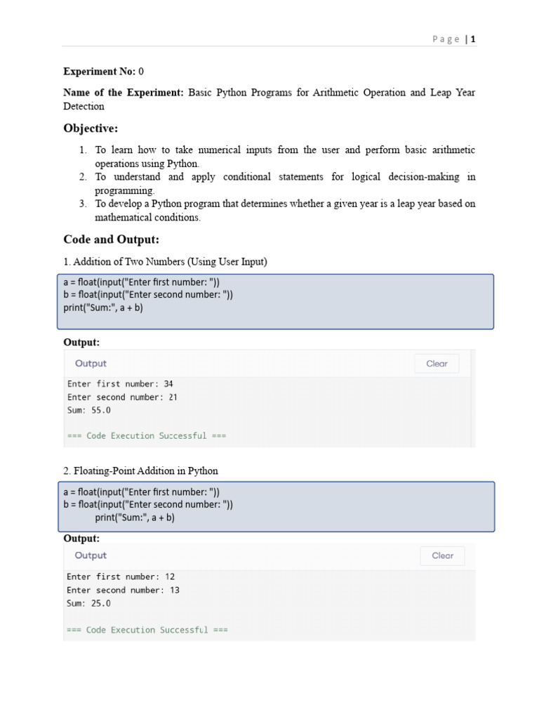 Python Basics: Arithmetic & Leap Year | PDF