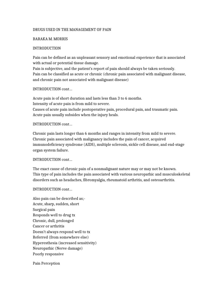 Pain Management: Drug Categories Explained | PDF | Nonsteroidal Anti ...