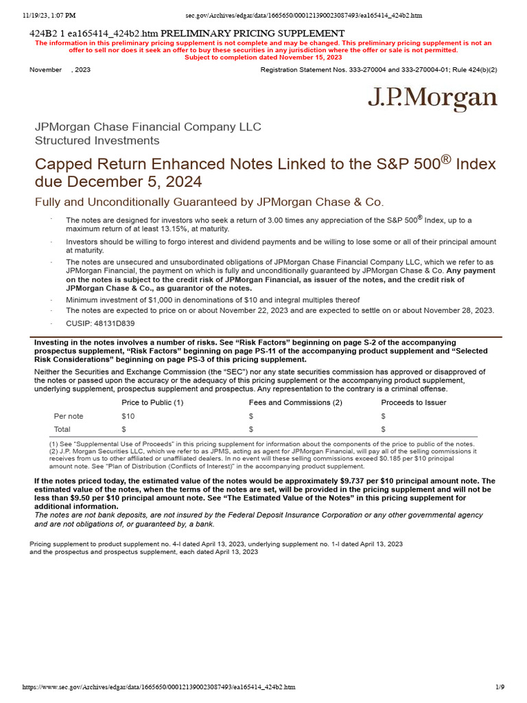Capped Return Enhanced Notes Linked To The SP 500® Index Due December 5 ...