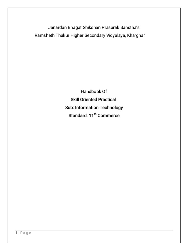 IT Practical Handbook for 11th Commerce | PDF | Postgre Sql | Databases
