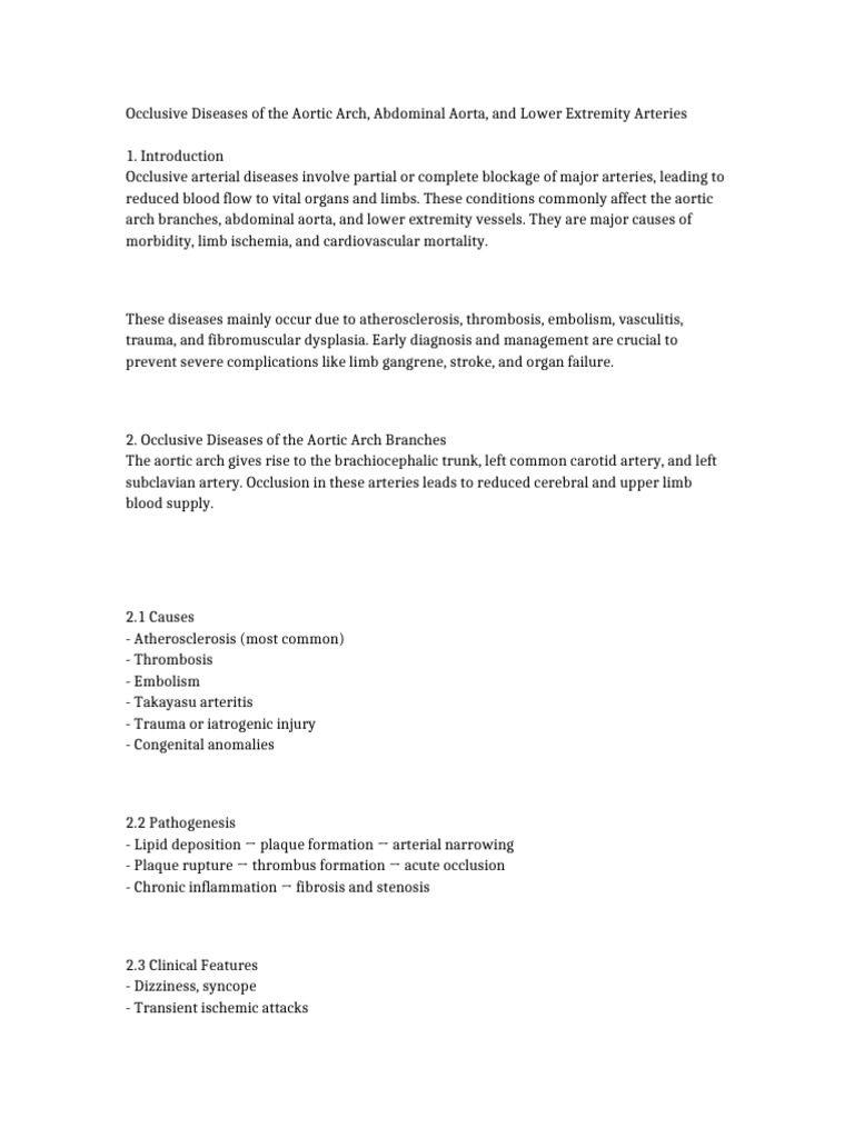 Occlusive Arterial Diseases Overview | PDF | Atherosclerosis | Ischemia