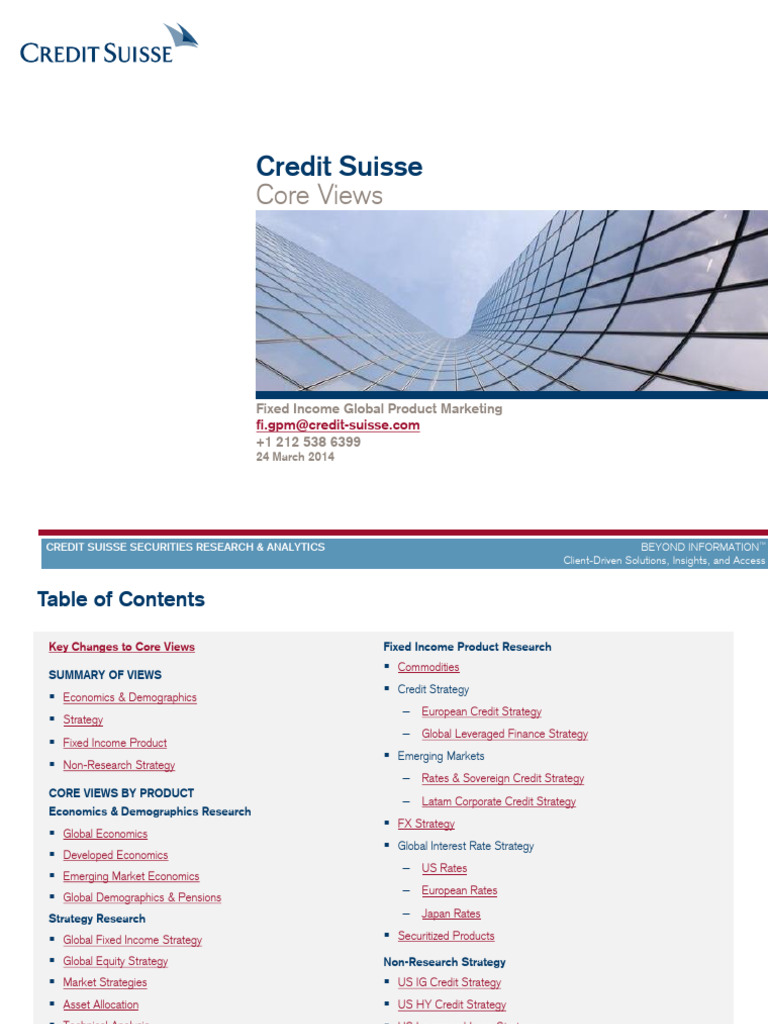 Credit Suisse Core View-804248940 | PDF | Inflation | Quantitative Easing
