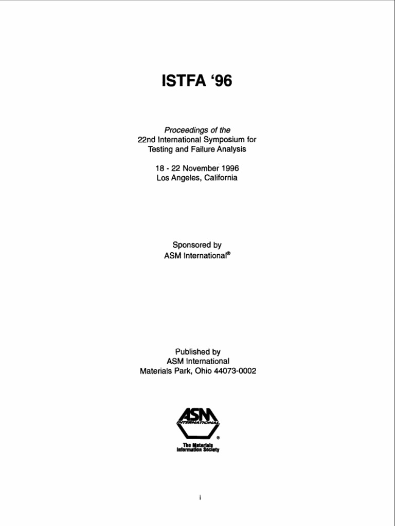 ISTFA '96: Testing & Failure Analysis Insights | PDF | Scanning