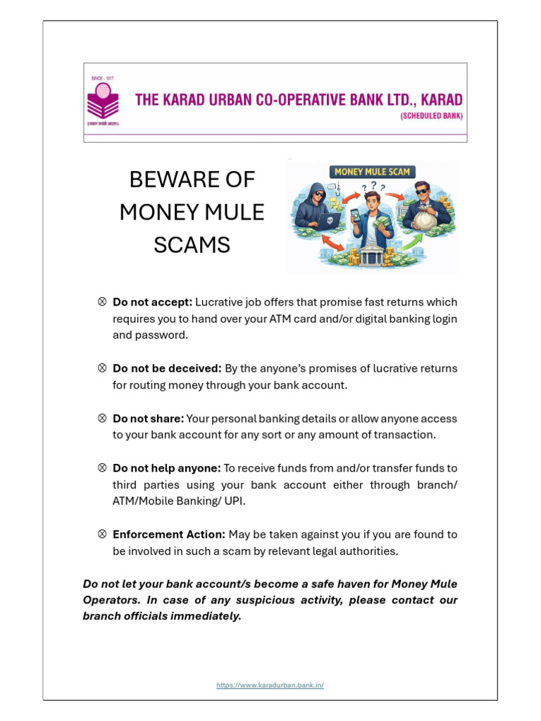 Money Mules Scam Advisory | PDF