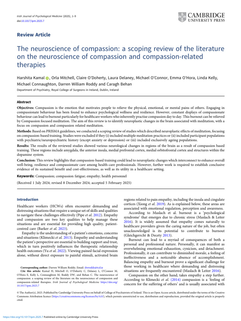 Neuroscience of Compassion Review | PDF | Empathy | Compassion