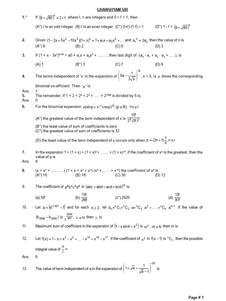 Binomial Theorem (1) | PDF | Numbers | Discrete Mathematics