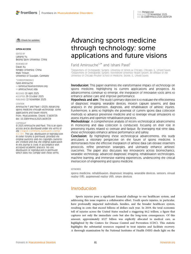 Technology's Role in Sports Medicine | PDF | Wearable Technology ...