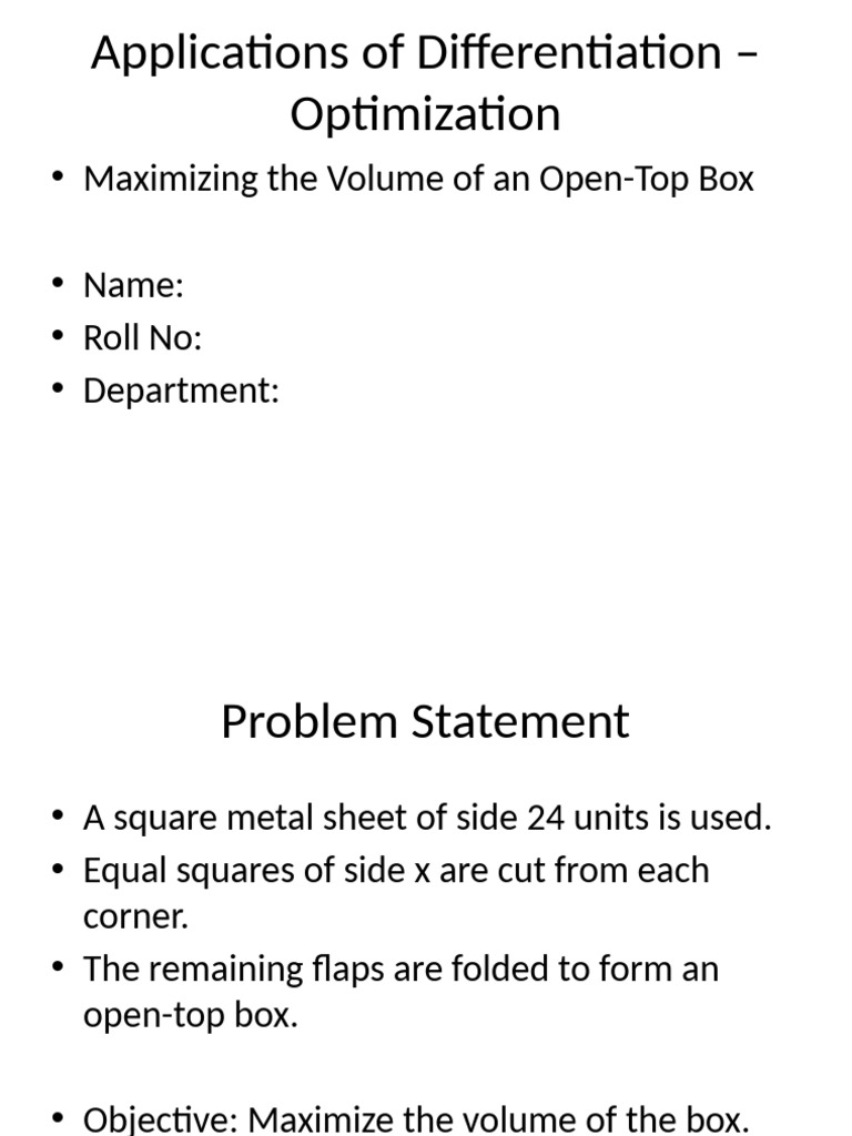 Optimization Open Top Box | PDF