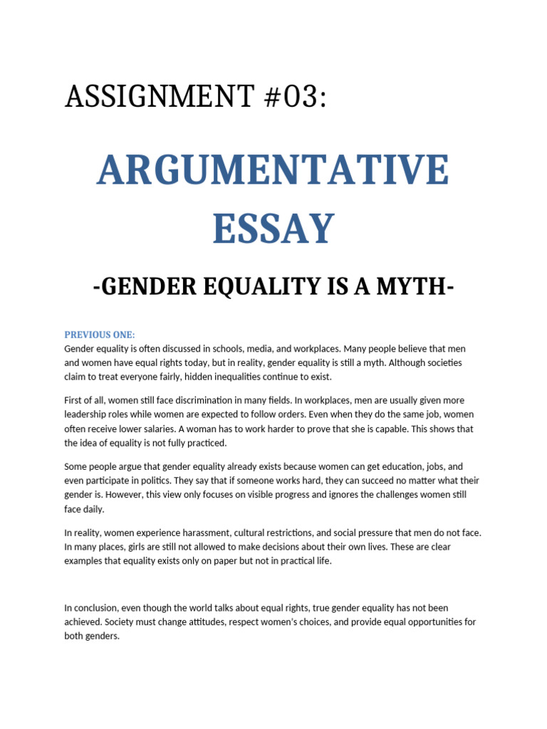 Gender Equality: A Myth Explored | PDF | Woman | Gender Studies