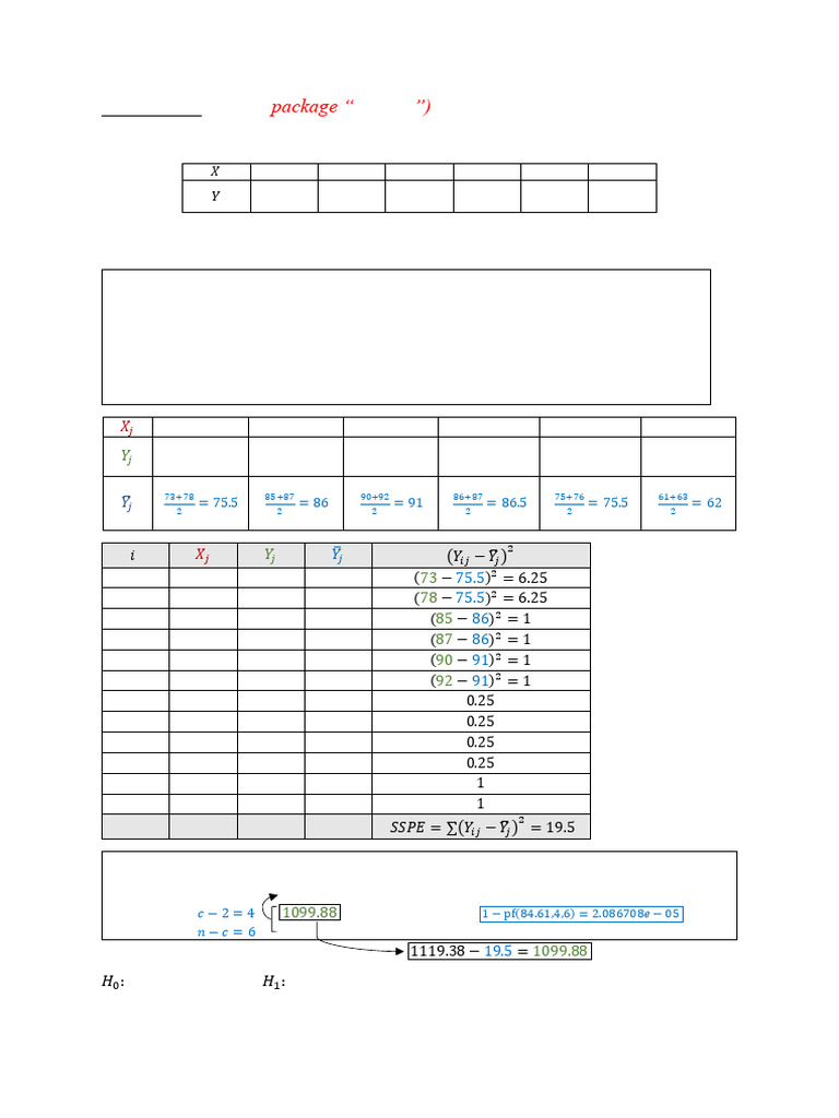 LOF. by Hand | PDF | Errors And Residuals | Analysis Of Variance