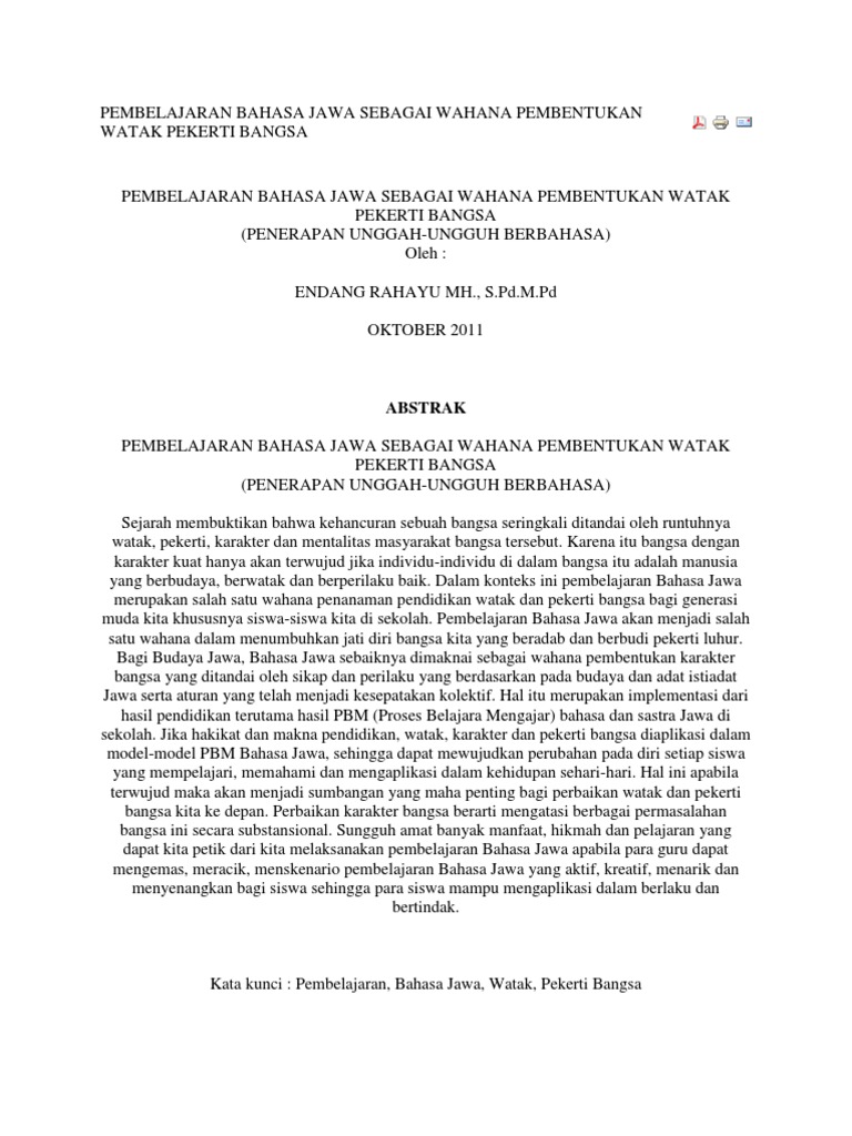 Contoh Pidato Bahasa Jawa Tema Budi Pekerti // Kumpulan