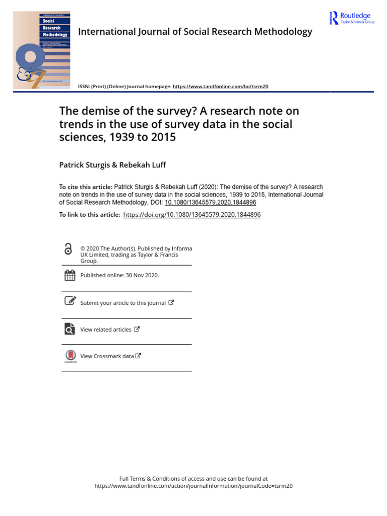 Trends in Survey Data Use 1939-2015 | PDF | Social Sciences | Survey ...